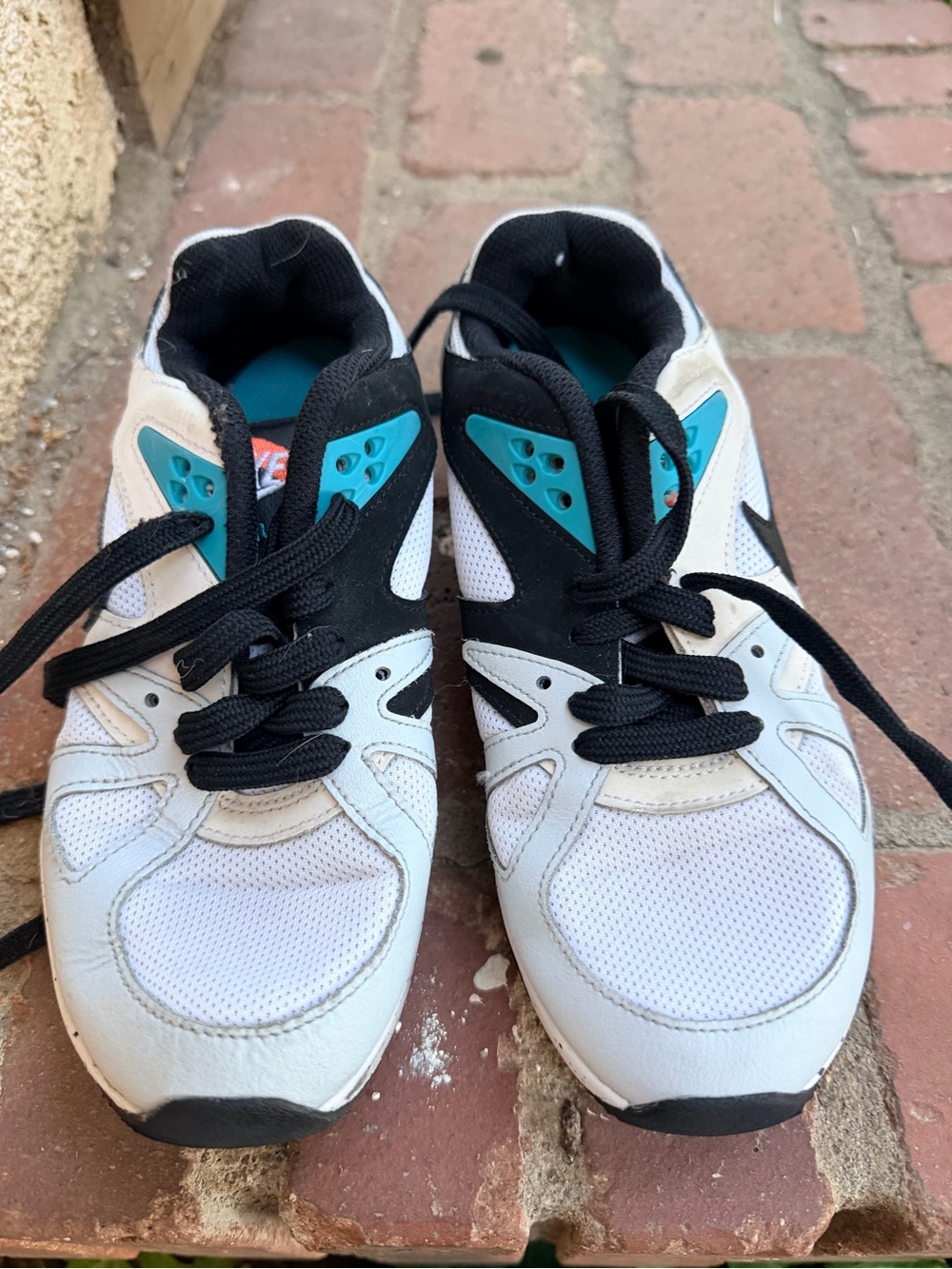 Nike Black Mesh Sneaker with Teal Insole and Coral Nail Detail